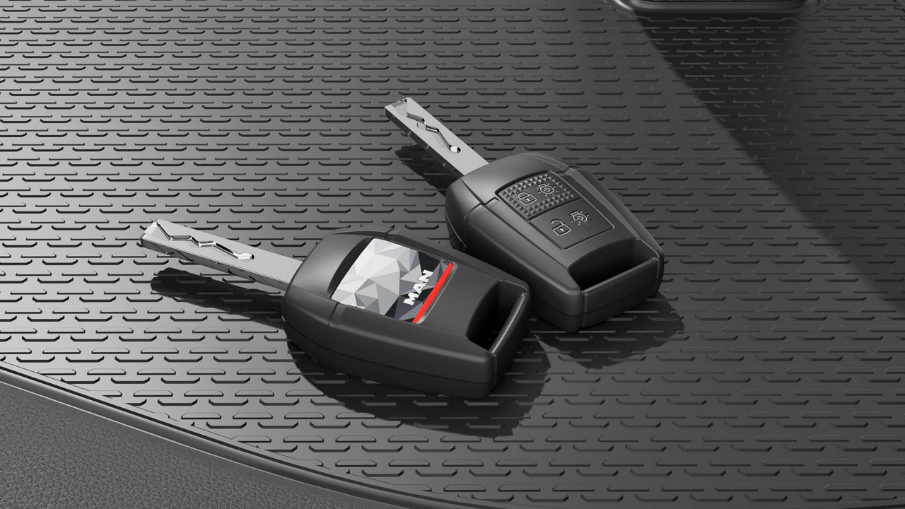 Key cover in polygon design.