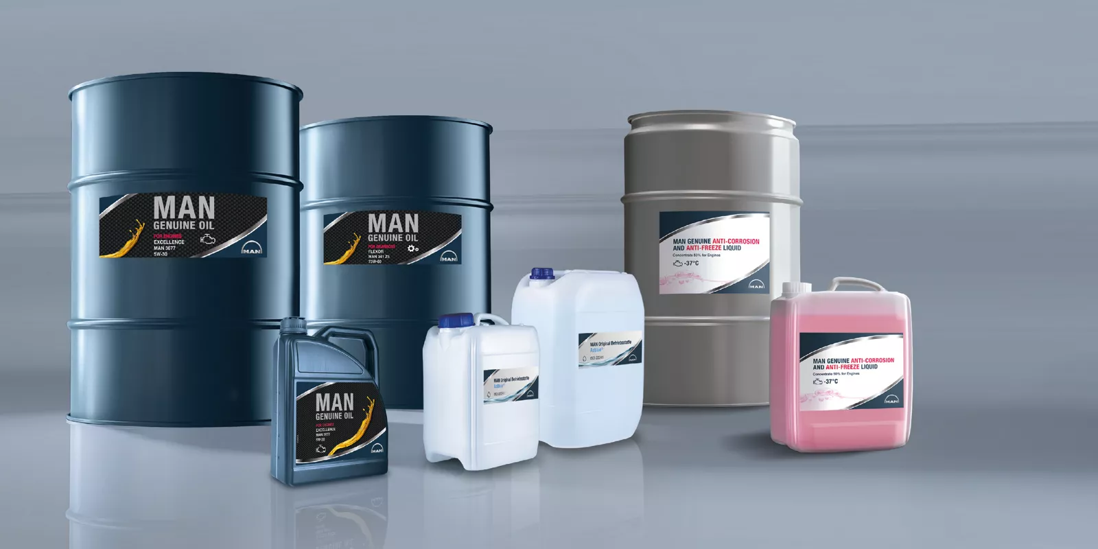 Originální antikorozní a nemrznoucí prostředky MAN před flotilou modelů MAN.