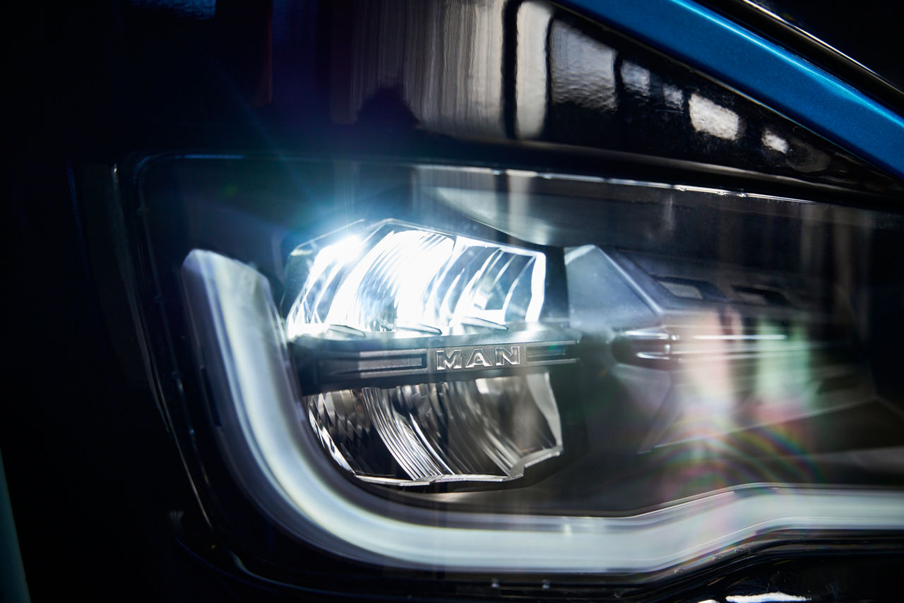 Lights of a MAN Bus Closeup