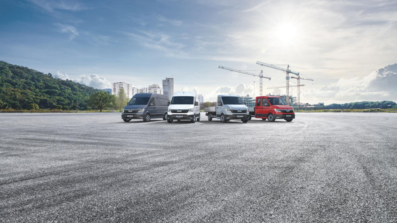 Junger Löwe schützt sich mit rotem Regenschirm vor regnerischem Wetter.